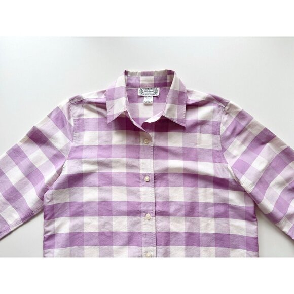 Vintage SILKLAND Purple White Silk Buffalo Check Button Down Shirt, Size M - Picture 7 of 12
